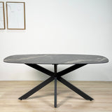 Tavolo da pranzo Dolore 180x90 cm Ovale Danese Effetto Marmo Nero