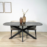 Tavolo da pranzo Dolore 180x90 cm Ovale Danese Effetto Marmo Nero