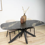 Tavolo da pranzo Dolore 180x90 cm Ovale Danese Effetto Marmo Nero