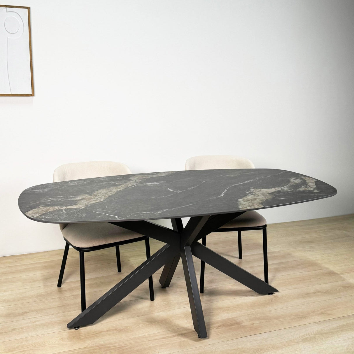 Tavolo da pranzo Dolore 180x90 cm Ovale Danese Effetto Marmo Nero