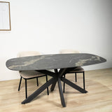Tavolo da pranzo Dolore 180x90 cm Ovale Danese Effetto Marmo Nero