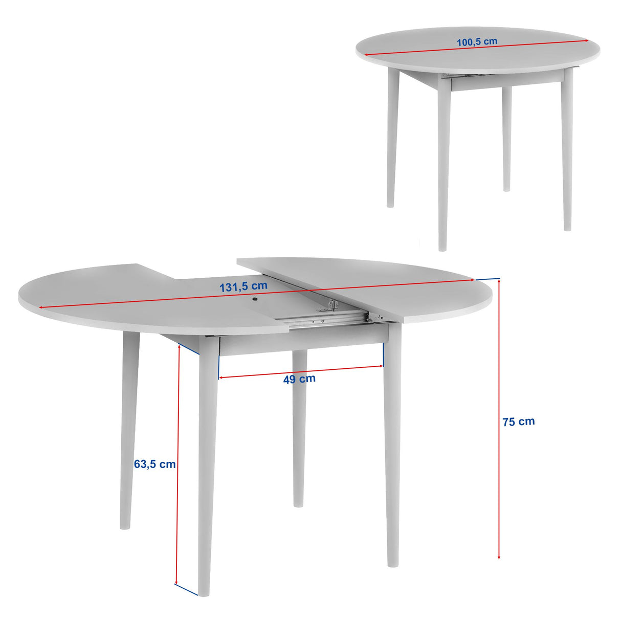 Eettafels - Eettafel travertin en walnoot melamine uitschuifbaar 100 - 130 cm - Vienna - Dimehouse