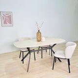 Eettafels - Eettafel Jimi Deens Ovaal Keramiek Travertinlook 180 cm - Dimehouse