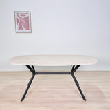 Eettafels - Eettafel Jimi Deens Ovaal Keramiek Travertinlook 180 cm - Dimehouse