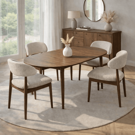 Eettafels - Eettafel Walnoot Melamine uitschuifbaar 100 - 130 cm - Vienna - Dimehouse