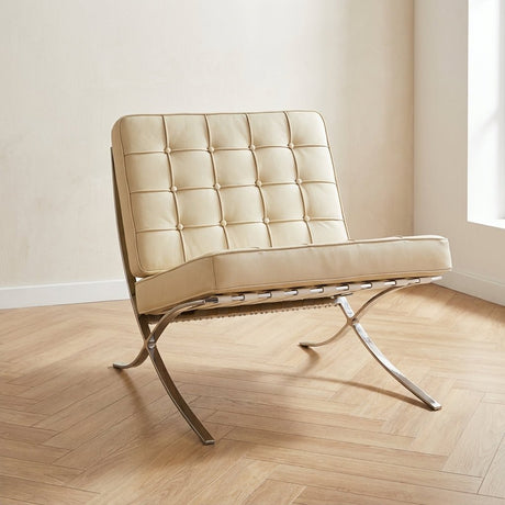 Expo fauteuil creme premium leer sfeerfoto in modern interieur