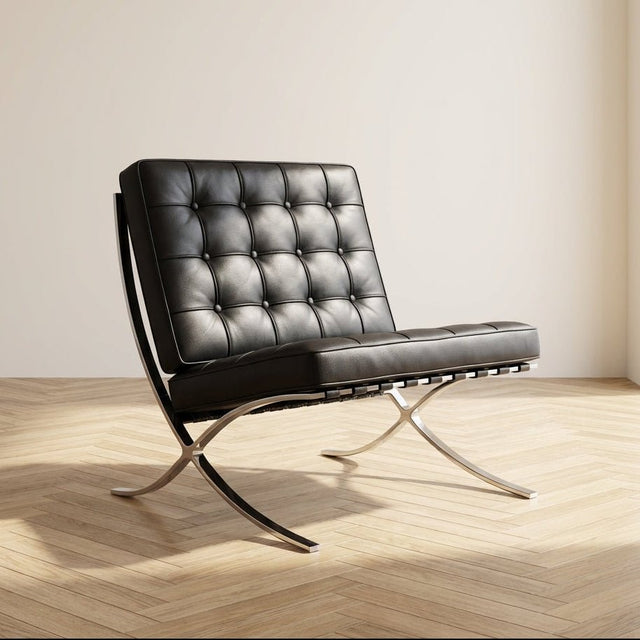 Poltrona Expo in pelle nera premium foto atmosferica in interni moderni