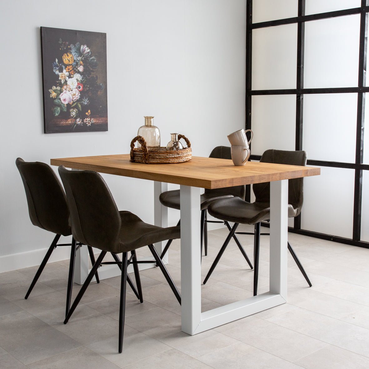 Eettafels - Eettafel Rover Eikenhout U - poot Wit - Dimehouse