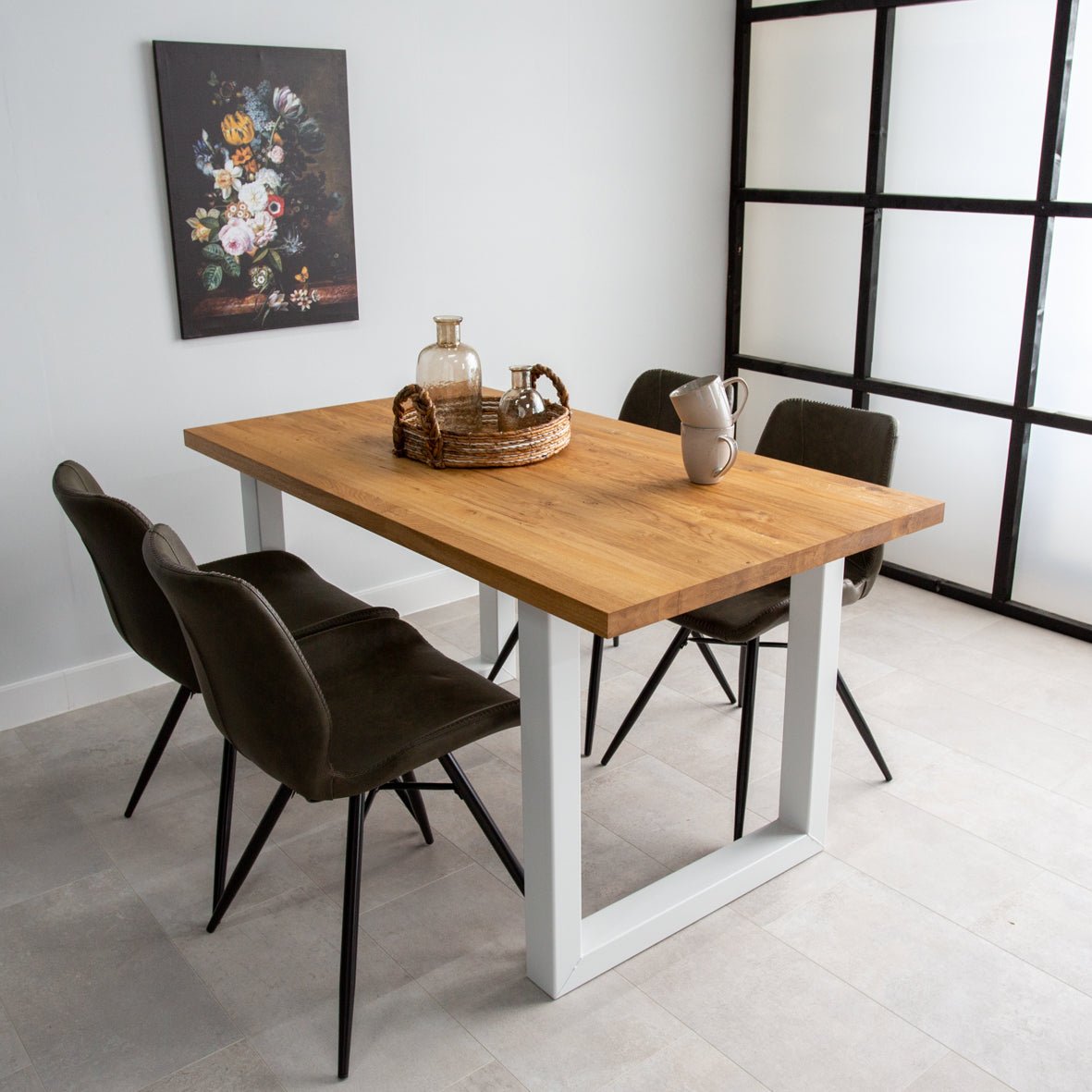 Eettafels - Eettafel Rover Eikenhout U - poot Wit - Dimehouse