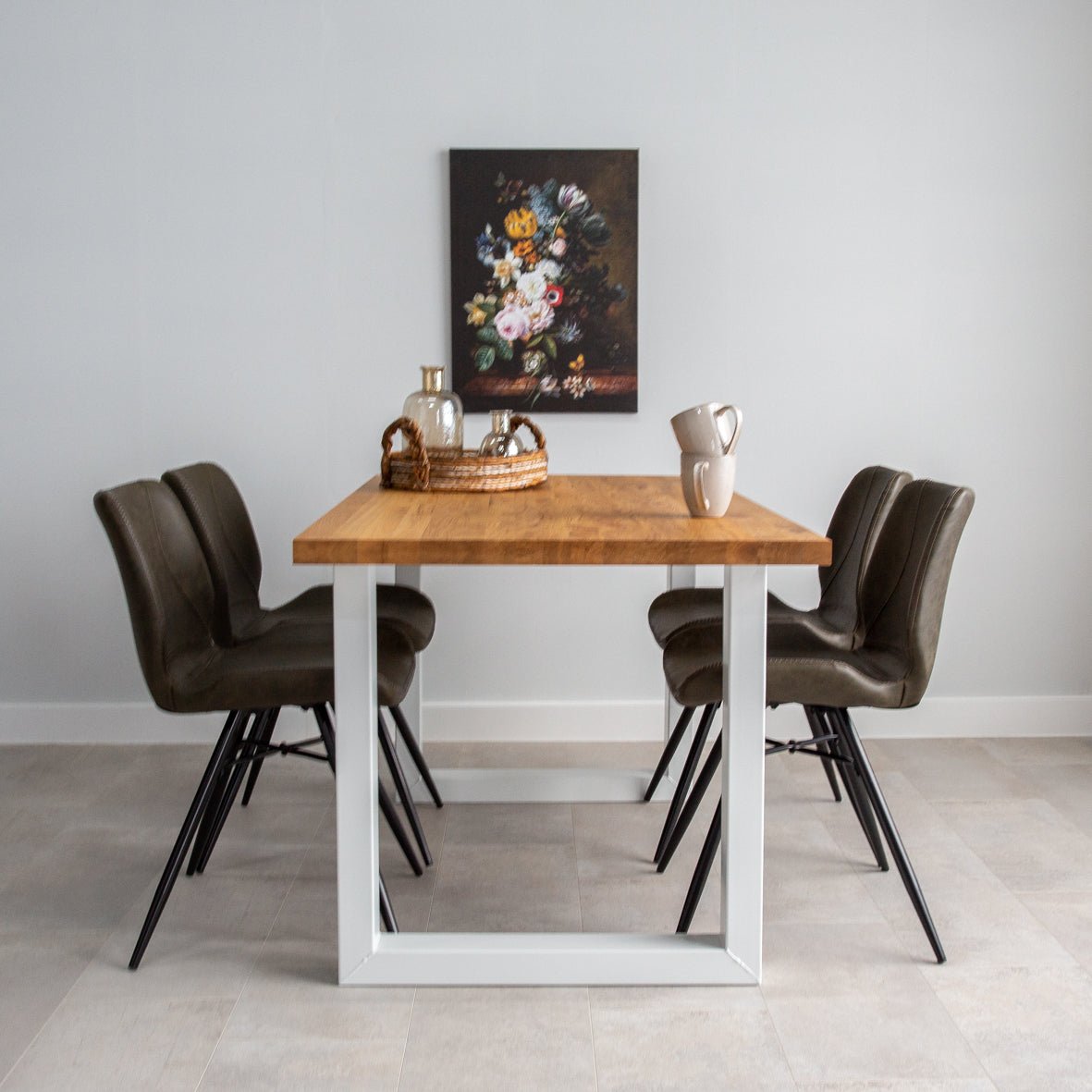 Eettafels - Eettafel Rover Eikenhout U - poot Wit - Dimehouse