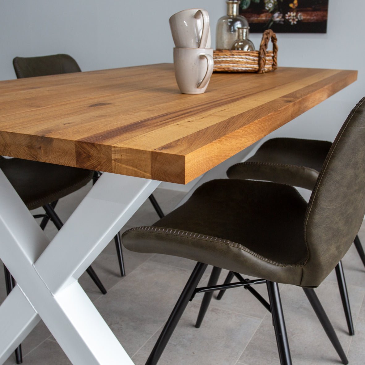 Eettafels - Eettafel Rover Eikenhout X - poot Wit - Dimehouse