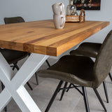 Eettafels - Eettafel Rover Eikenhout X - poot Wit - Dimehouse