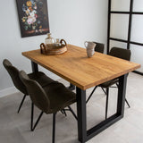 Eettafels - Industriële Eettafel Eikenhout U - poot Zwart Rover - Dimehouse