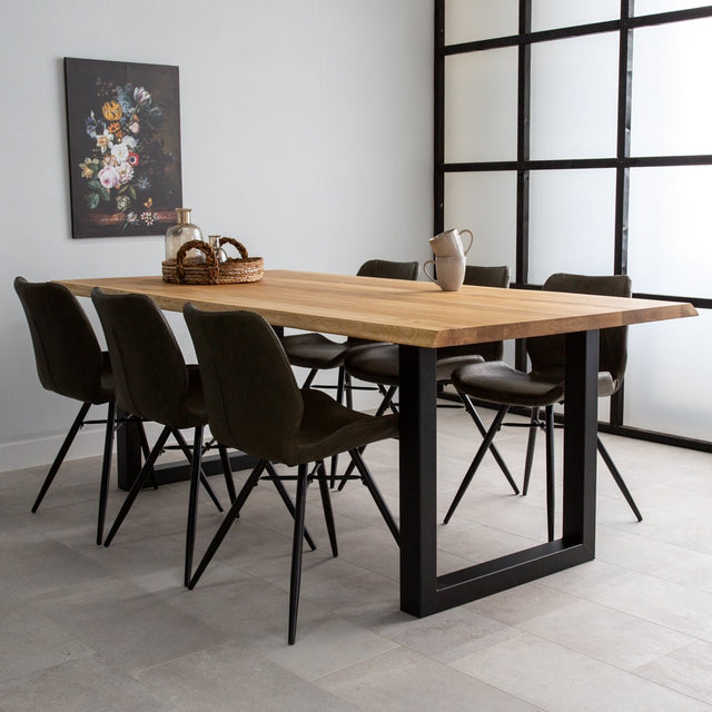 Eettafels - Eettafel Revi Eikenhout - Boomstamvorm - Zwarte U - poot - Dimehouse
