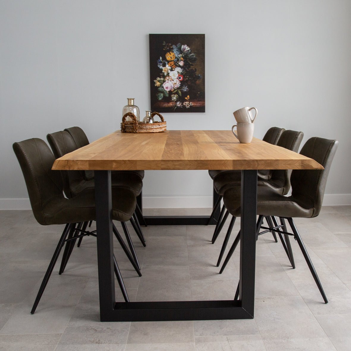 Eettafels - Eettafel Revi Eikenhout - Boomstamvorm - Zwarte U - poot - Dimehouse