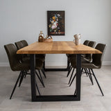 Eettafels - Eettafel Revi Eikenhout - Boomstamvorm - Zwarte U - poot - Dimehouse