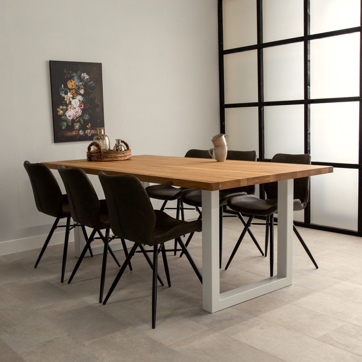 Eettafels - Eettafel Rover Eikenhout U - poot Wit - Dimehouse