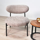 Fauteuils - Ronde Scandinavische fauteuil beige gemêleerde stof Nova - Dimehouse