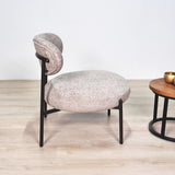 Fauteuils - Ronde Scandinavische fauteuil beige gemêleerde stof Nova - Dimehouse