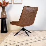 Fauteuils - Industriële draaifauteuil cognac eco - leer 360° draaibaar Yuki - Dimehouse