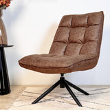 Fauteuils - Industriële draaifauteuil cognac eco - leer 360° draaibaar Yuki - Dimehouse