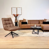 Fauteuils - Industriële draaifauteuil cognac eco - leer 360° draaibaar Yuki - Dimehouse
