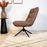 Fauteuils - Industriële draaifauteuil cognac eco - leer 360° draaibaar Yuki - Dimehouse