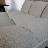 Fauteuils - Scandinavische draaifauteuil taupe bouclé stof 360° draaibaar Yuki - Dimehouse