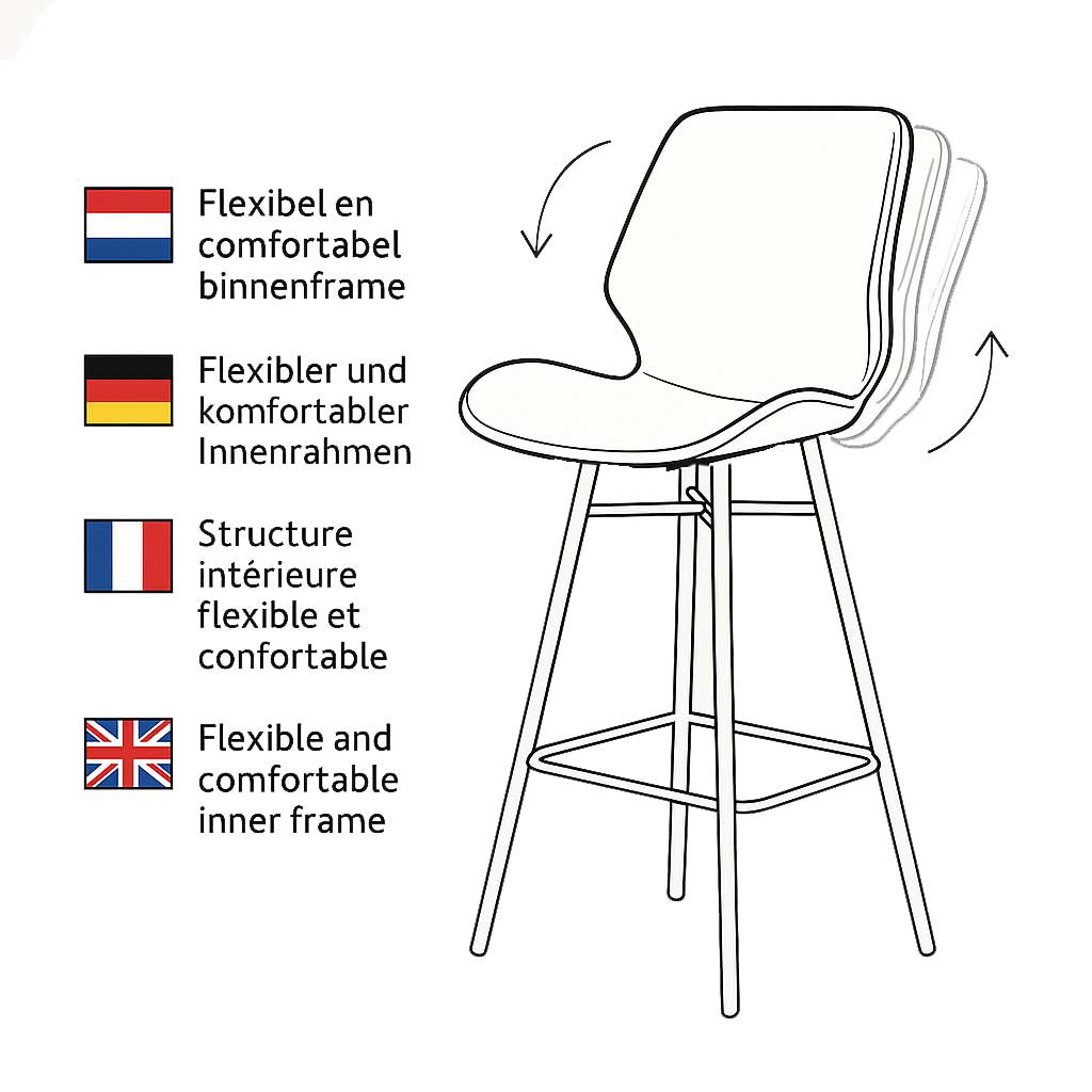 Sgabello da bar industriale Beau in ecopelle nera - altezza seduta 62 cm - senza braccioli