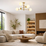 Hanglampen - Hanglamp 6 - lichts Goud Metaal - 75 x 75 cm - Lustre - Dimehouse