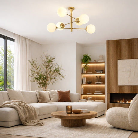 Lampada a sospensione 6 luci in metallo dorato - 75 x 75 cm - Lustro