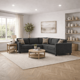 Divano angolare in tessuto nudo Antracite - cinque persone