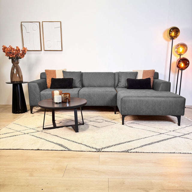 Banken - Hoekbank met compacte lounge antraciet microvezel Davidson - rechts - Dimehouse