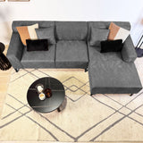 Banken - Hoekbank met compacte lounge antraciet microvezel Davidson - rechts - Dimehouse