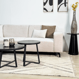 Divano angolare con chaise longue in tessuto ciniglia beige Manon - sinistra