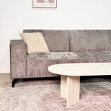 Divano angolare con chaise longue in tessuto ciniglia tortora Manon - destra
