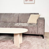 Divano angolare con chaise longue in tessuto ciniglia tortora Manon - sinistra