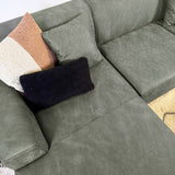 Divano angolare con divano lounge compatto in microfibra verde Davidson - sinistra