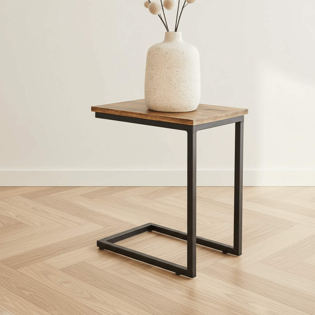 Tavolo industriale per laptop Bavaro Legno di mango Foto di basso umore in interni moderni