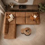 Divano angolare industriale in ecopelle cognac Brisbane - sinistra