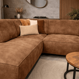 Divano angolare industriale in ecopelle cognac Brisbane - sinistra