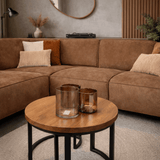 Divano angolare industriale in ecopelle cognac Brisbane - sinistra