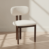 Sedia da pranzo Japandi Miyo Bouclé Beige - Struttura in effetto noce