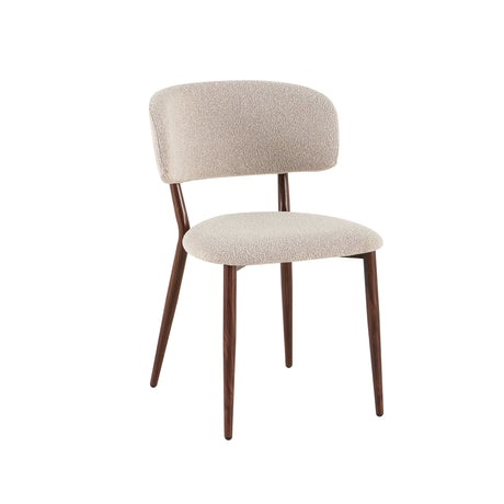Eetkamerstoelen-Japandi Eetkamerstoel Yura Beige - Walnootlook Frame-Dimehouse
