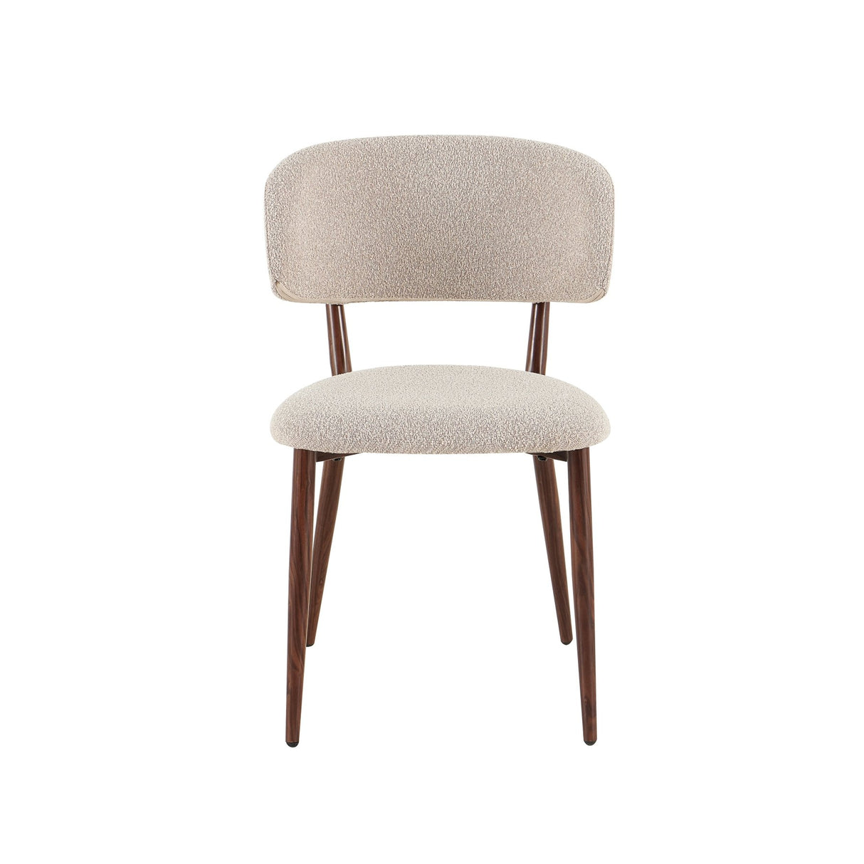Eetkamerstoelen-Japandi Eetkamerstoel Yura Beige - Walnootlook Frame-Dimehouse
