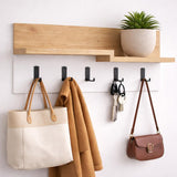 Appendiabiti in legno di rovere melaminico - 5 ganci bianco - 65 cm - Lagona