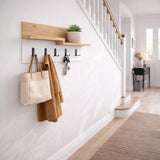 Appendiabiti in legno di rovere melaminico - 5 ganci bianco - 65 cm - Lagona