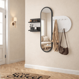 Appendiabiti Melamina Bianca a 9 Ganci - Con Specchio - Due Ripiani - Hally