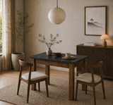 Kleine eettafel Walnoot met zwart Melamine - 110 cm - met opbergruimte - Kara