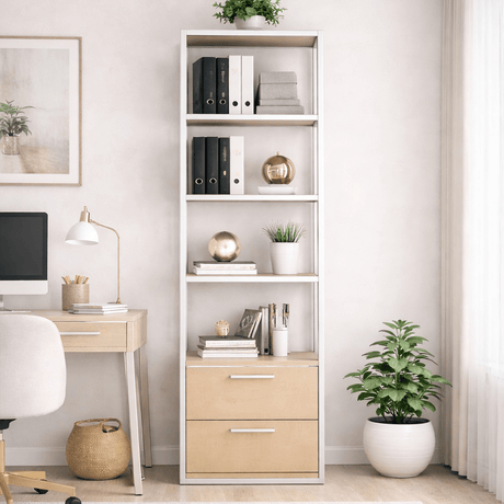 Libreria Robbins White Rovere Bianco Melaminico 39x160x39 cm